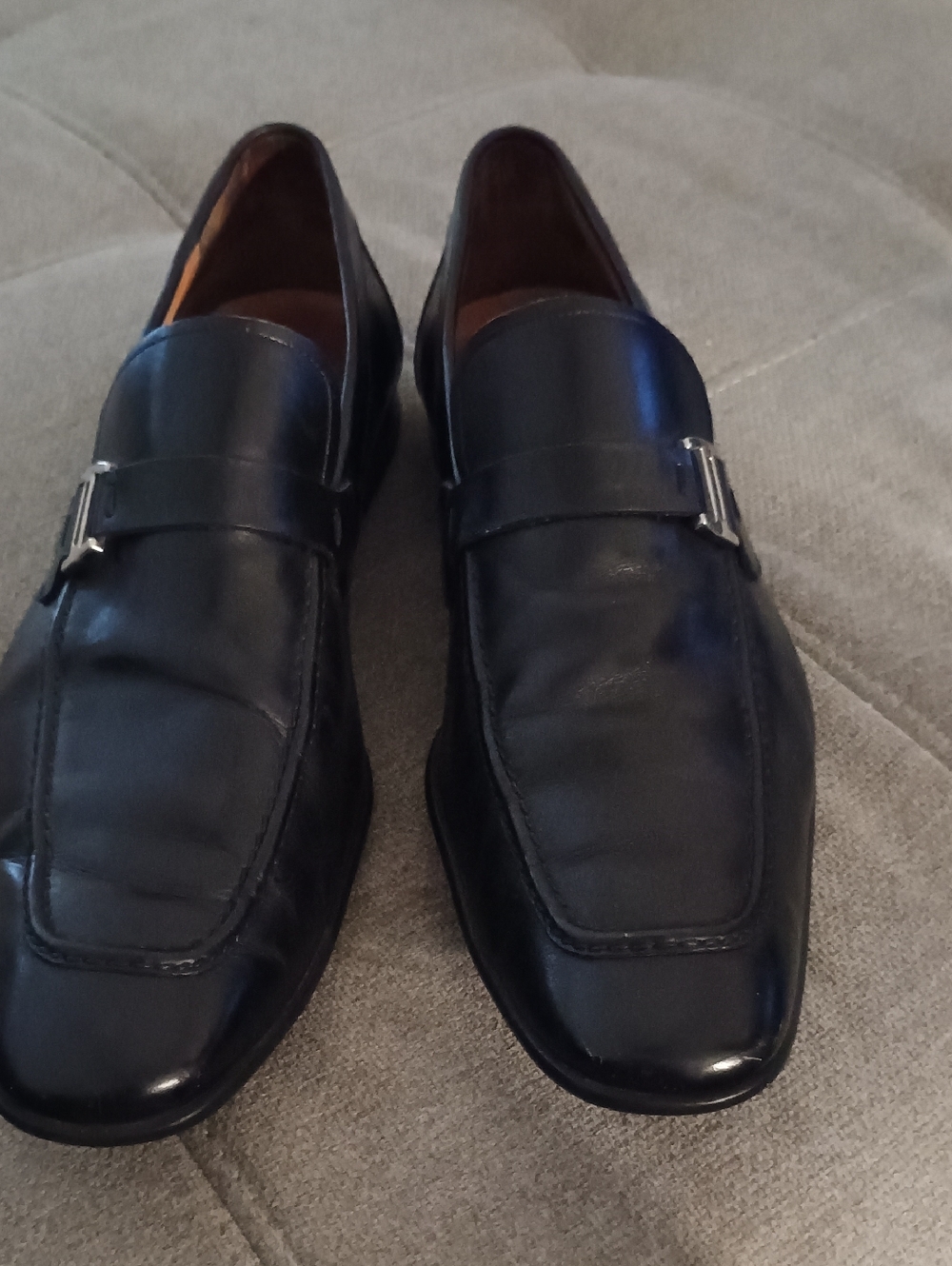 Magnanni Black Leather (205) Slip-On Loafers with Silver Bit